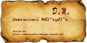 Debreczeni Mátyás névjegykártya