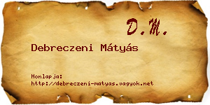 Debreczeni Mátyás névjegykártya